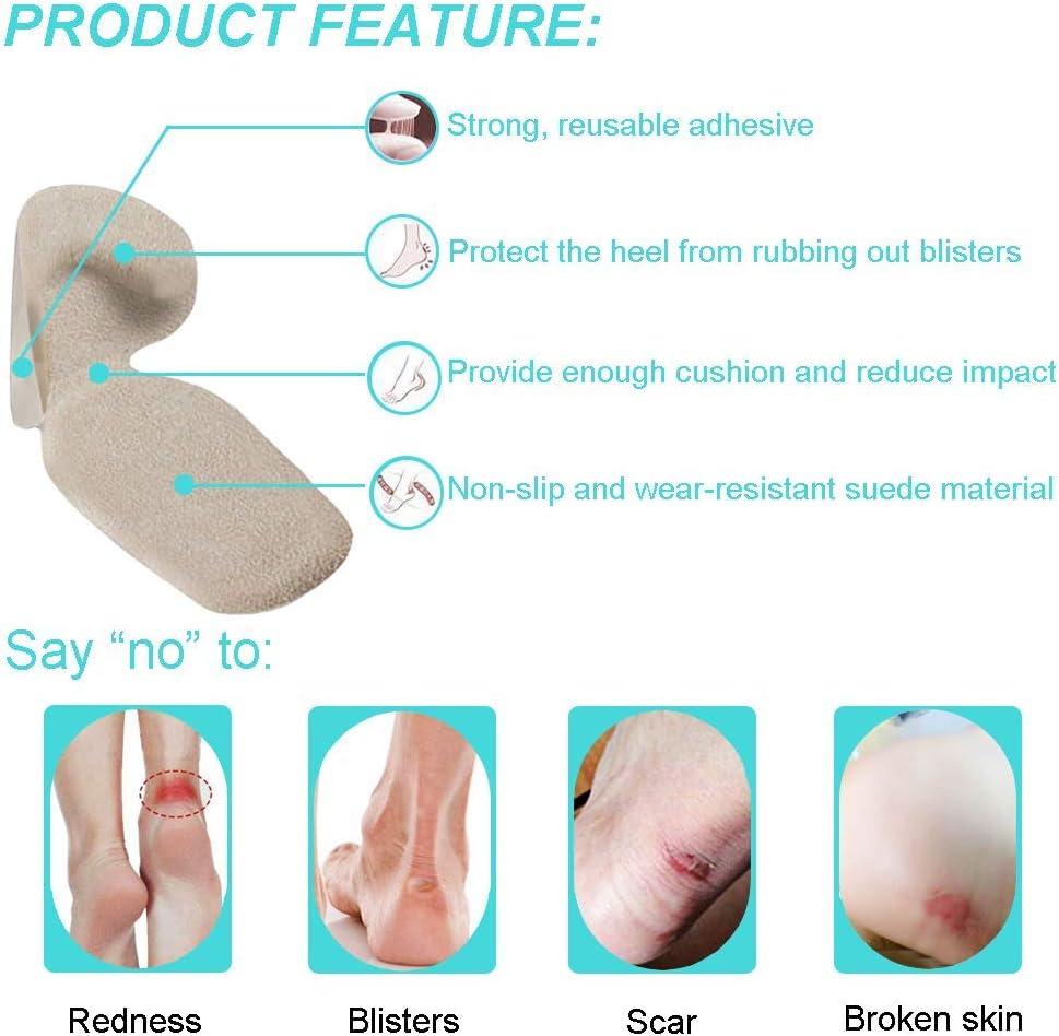 Heel Cushion Inserts, Heel Grips Shoe Pads for Womens Prevention Blister and Foot Protectors Anti Slip Back of Loose Heel Shoes for Women's High Heel Shoes Too Big (10 Pcs) (Beige+Black+Transparent) - Image 2